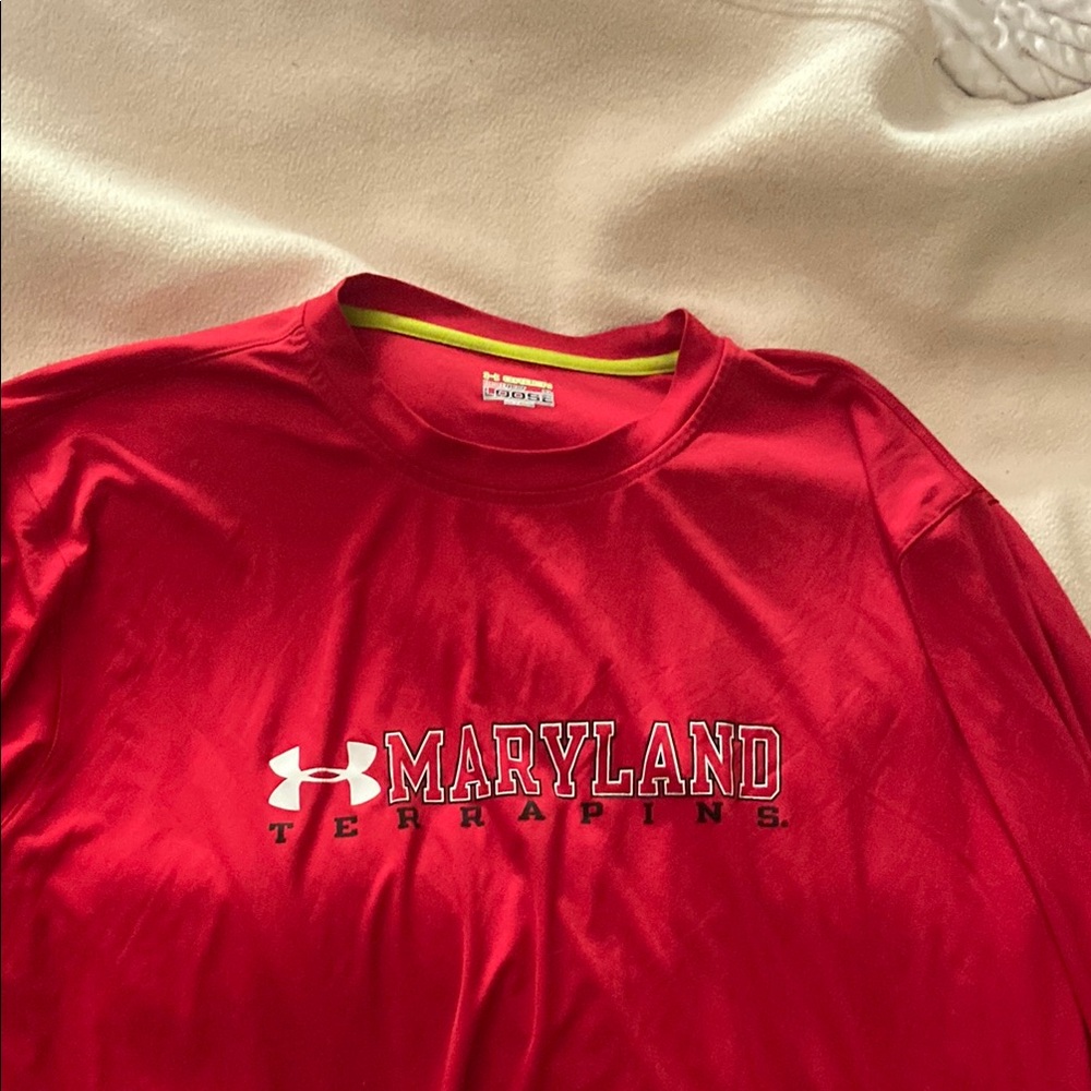 Under Armour Red Long Sleeve Athletic Tee